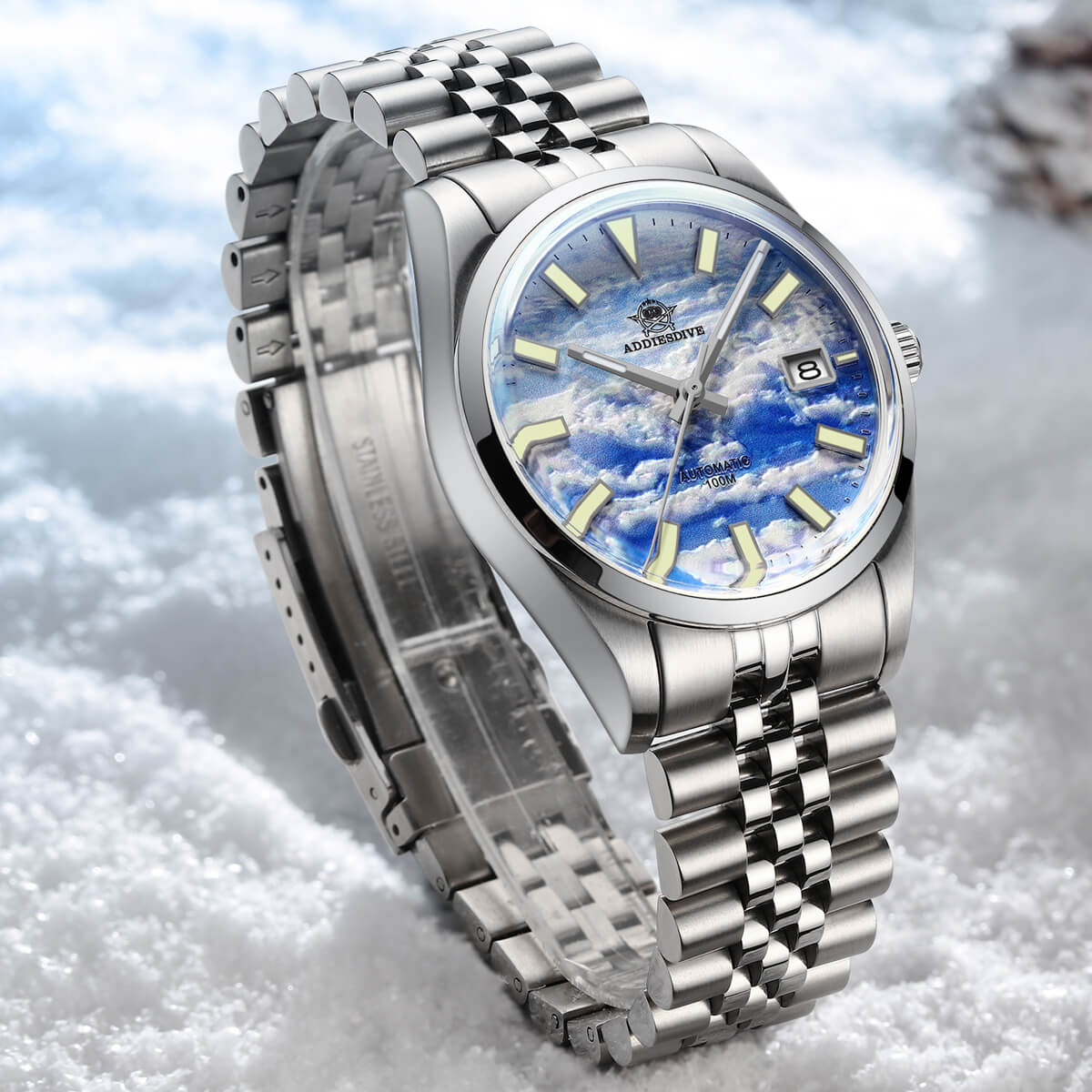 Addiesdive 39mm Orologio Automatico con Quadrante 3D Sea of Clouds AD2041 - Image 10