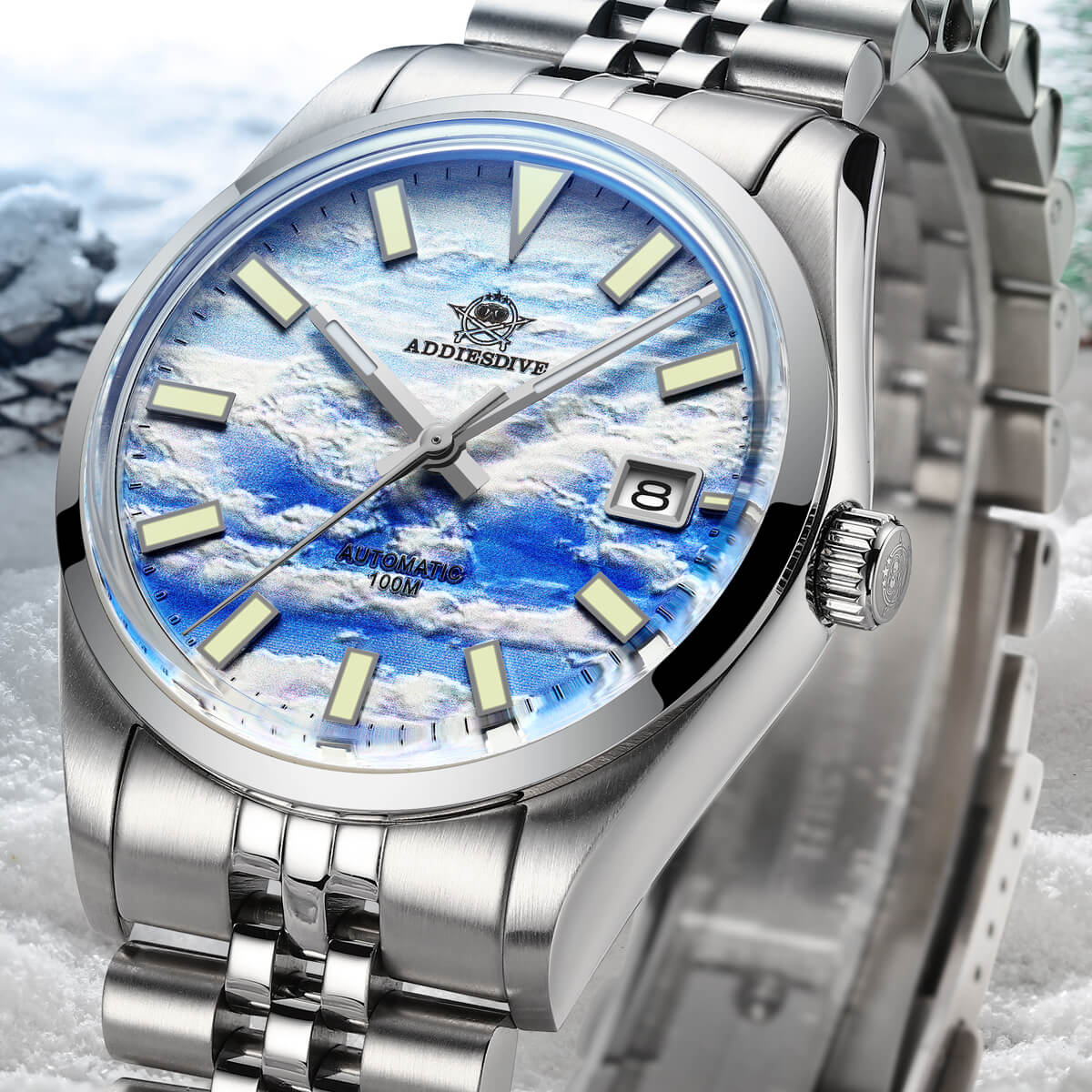 Addiesdive 39mm Orologio Automatico con Quadrante 3D Sea of Clouds AD2041 - Image 11