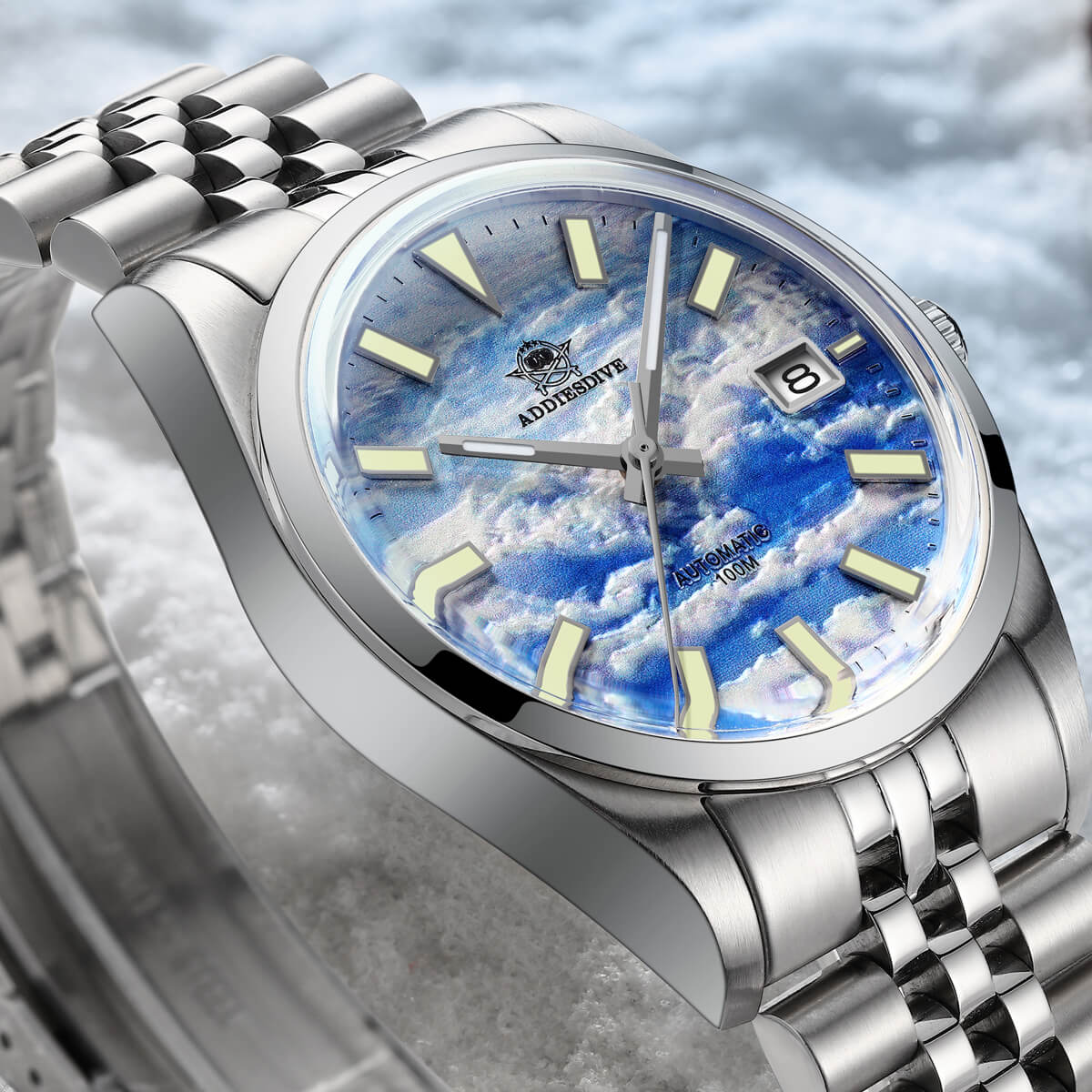 Addiesdive 39mm Orologio Automatico con Quadrante 3D Sea of Clouds AD2041 - Image 12