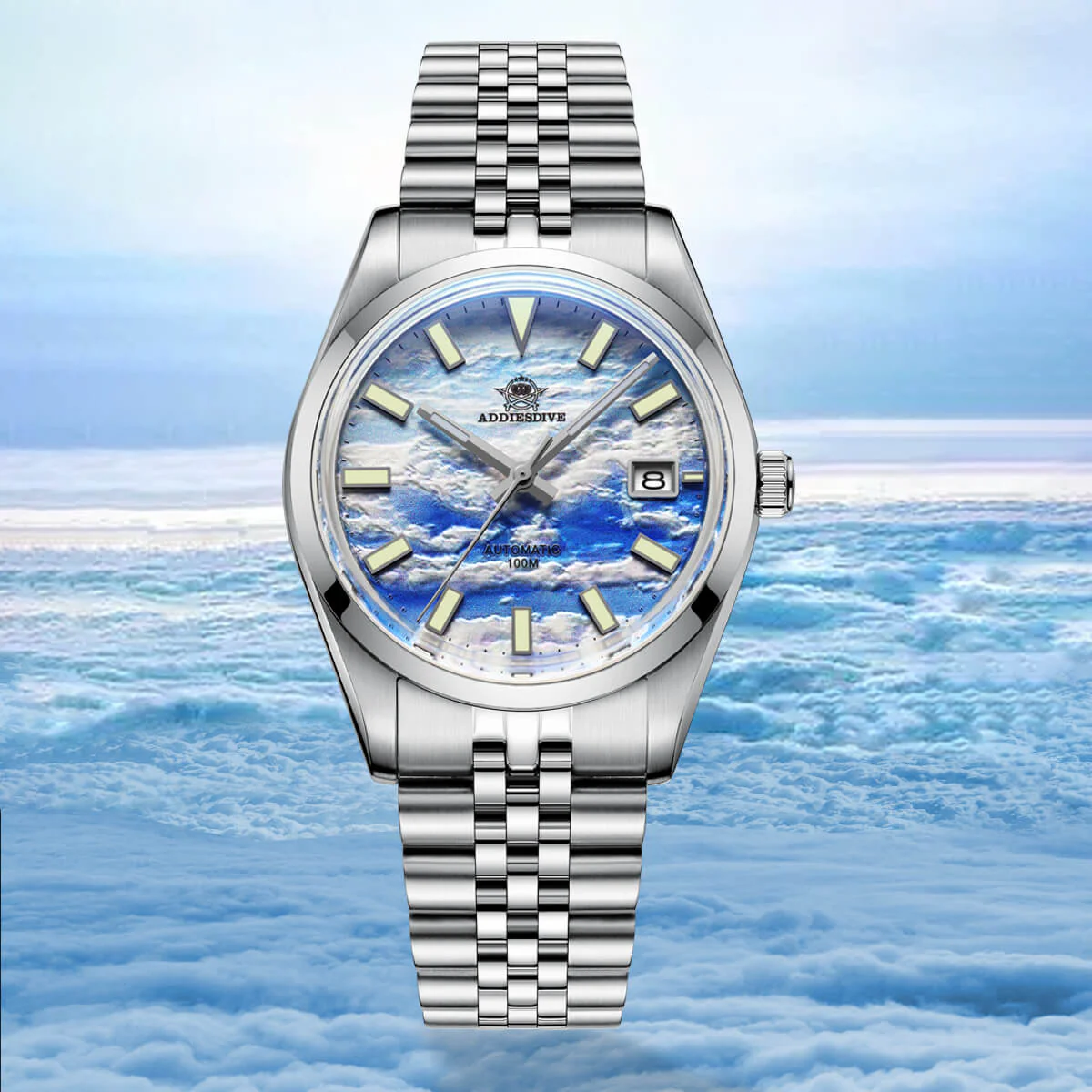 Addiesdive 39mm Orologio Automatico con Quadrante 3D Sea of Clouds AD2041 - Image 4