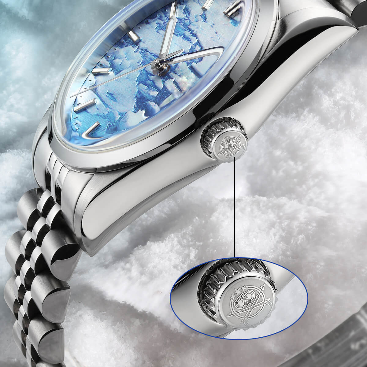 Addiesdive 39mm Orologio Automatico con Quadrante 3D Sea of Clouds AD2041 - Image 6