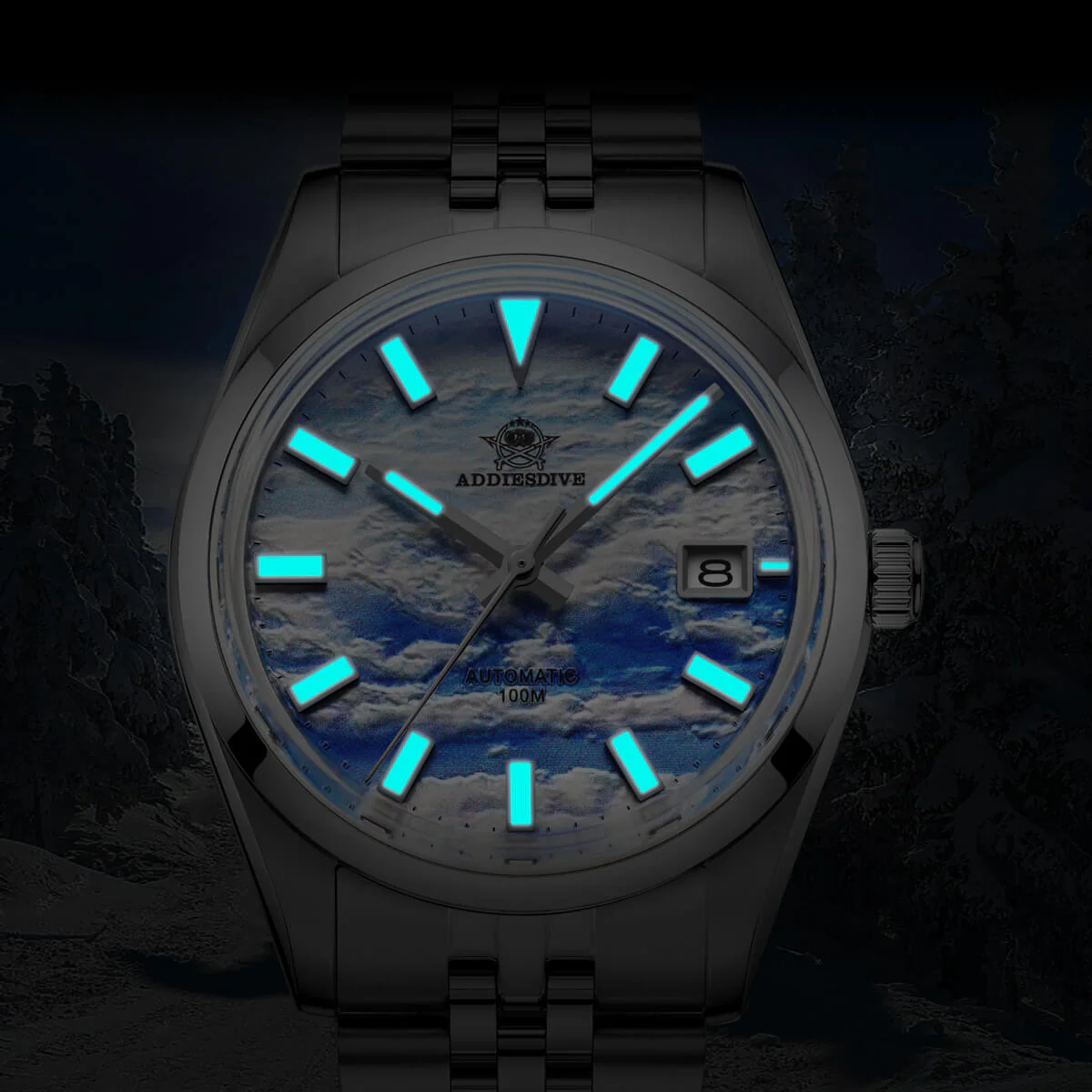 Addiesdive 39mm Orologio Automatico con Quadrante 3D Sea of Clouds AD2041 - Image 9