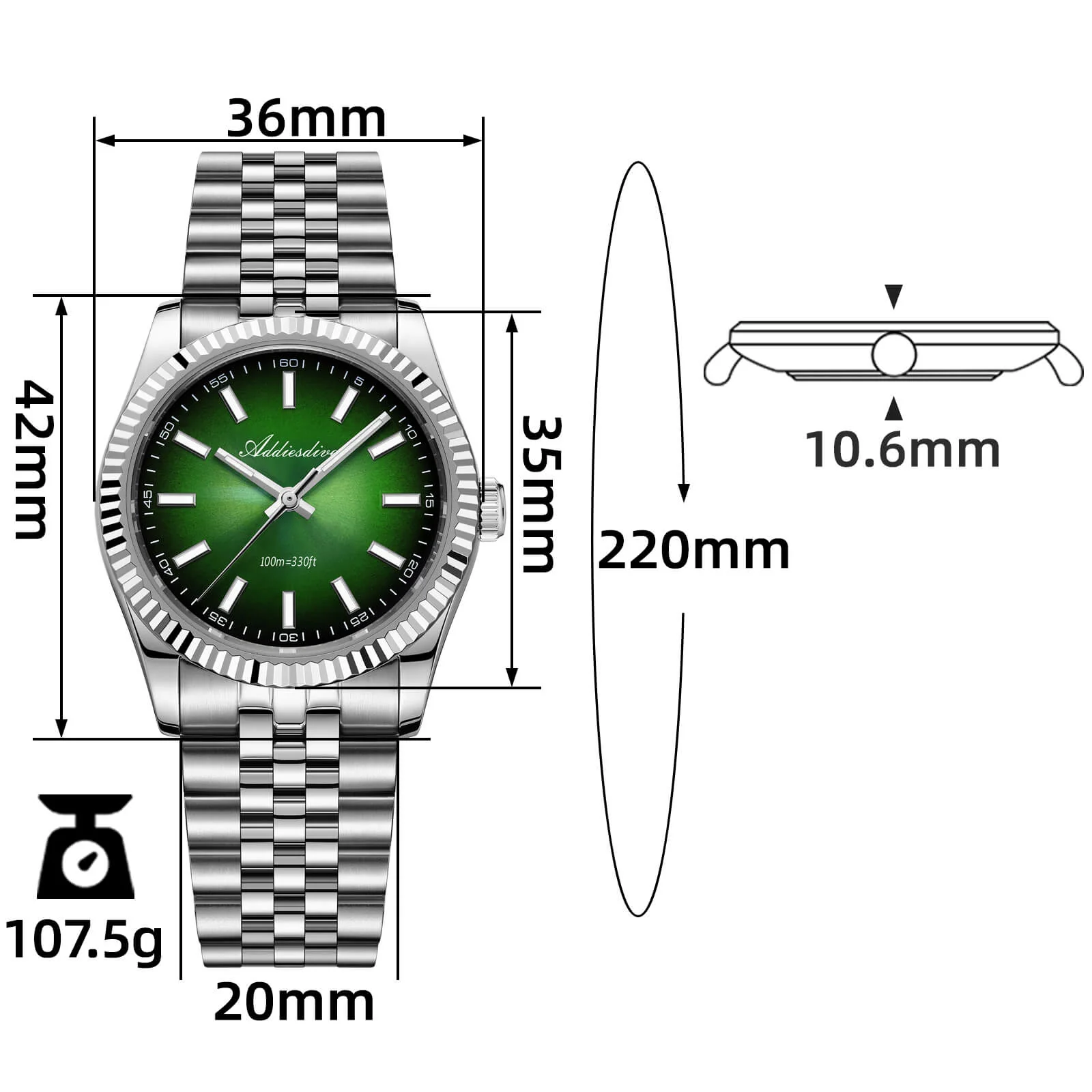 ★Saldi Anniversario★ADDIESDIVE 36mm DJ Homage Orologio da uomo AD2073 - Image 30