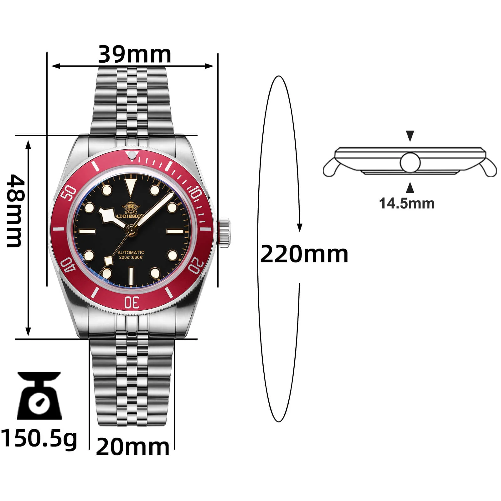 ★Speciale Capodanno★ADDIESDIVE 39mm BB58 Orologio Automatico AD2043 - Image 21