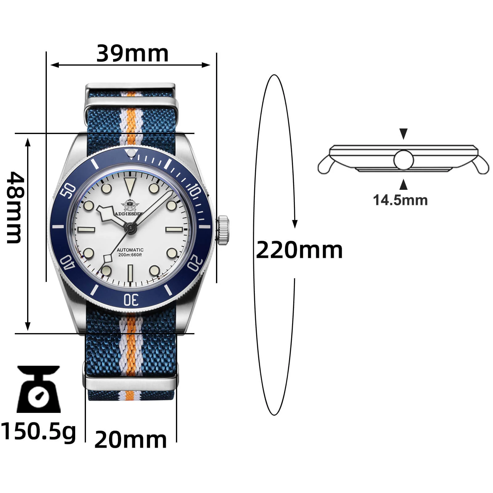 ★Speciale Capodanno★ADDIESDIVE 39mm BB58 Orologio Automatico AD2043 - Image 31