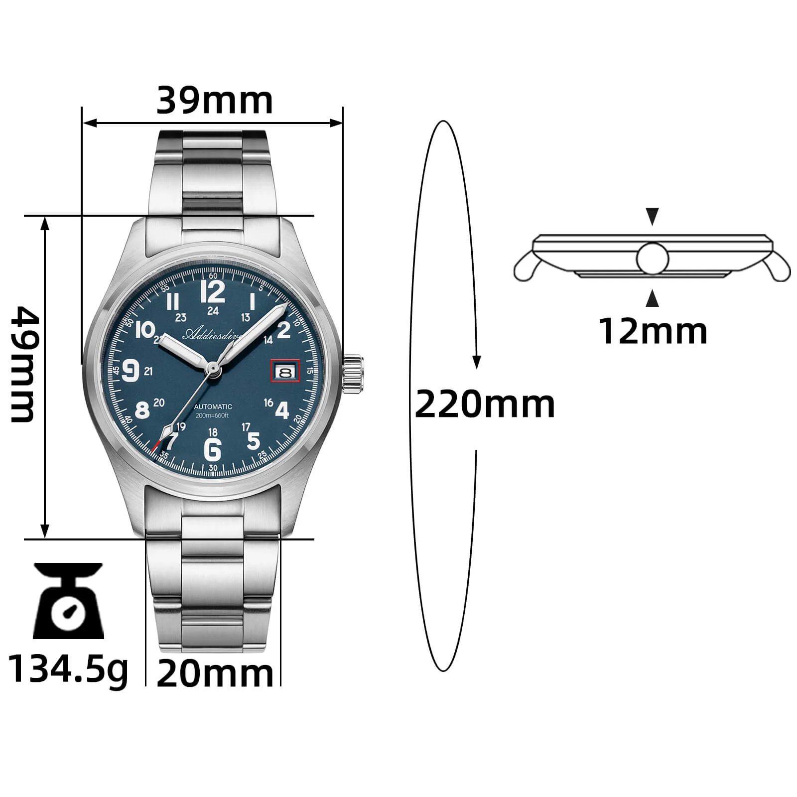 ADDIESDIVE 39mm Orologio Explore NH35 Automatico AD2070 - Image 17