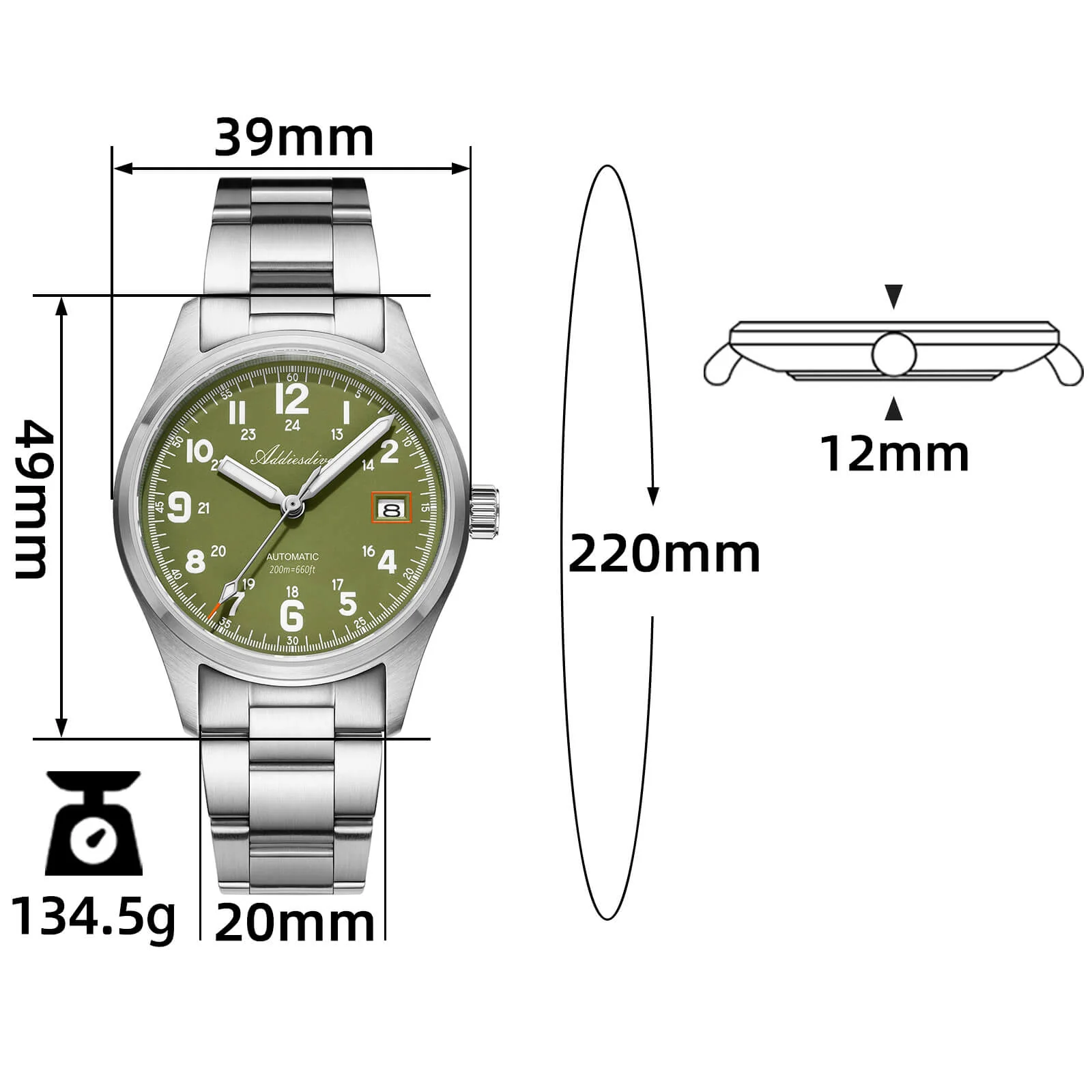 ADDIESDIVE 39mm Orologio Explore NH35 Automatico AD2070 - Image 39