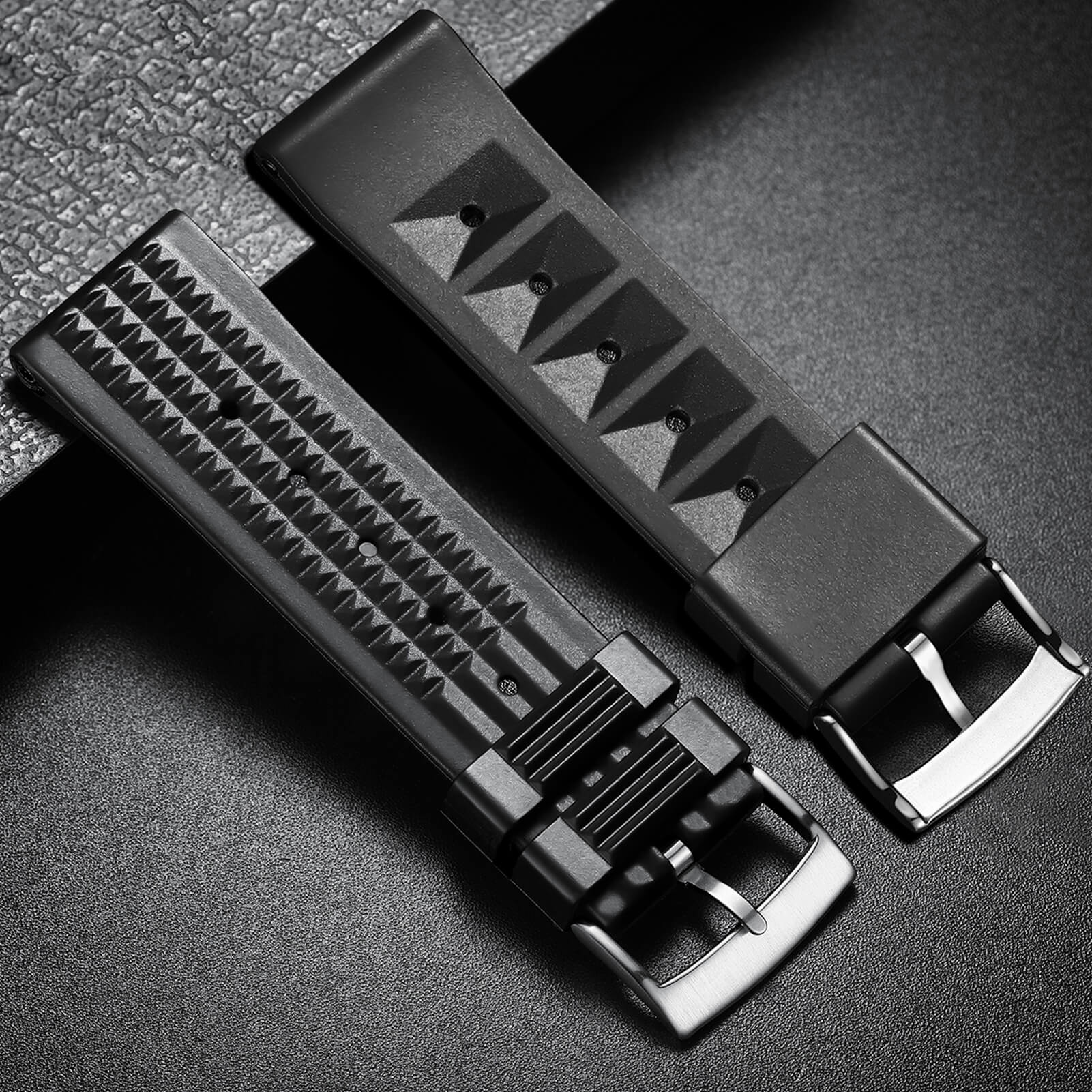 ADDIESDIVE Cinturino per Orologio da polso, Silicone, 20 mm, Colore: nero - Image 3