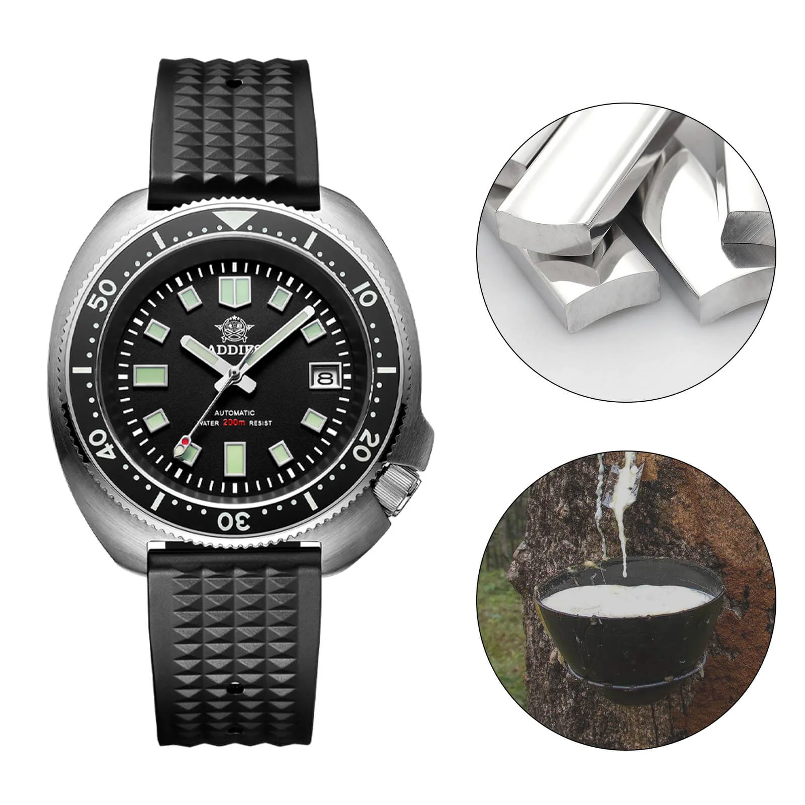 ADDIESDIVE Cinturino per Orologio da polso, Silicone, 20 mm, Colore: nero - Image 4