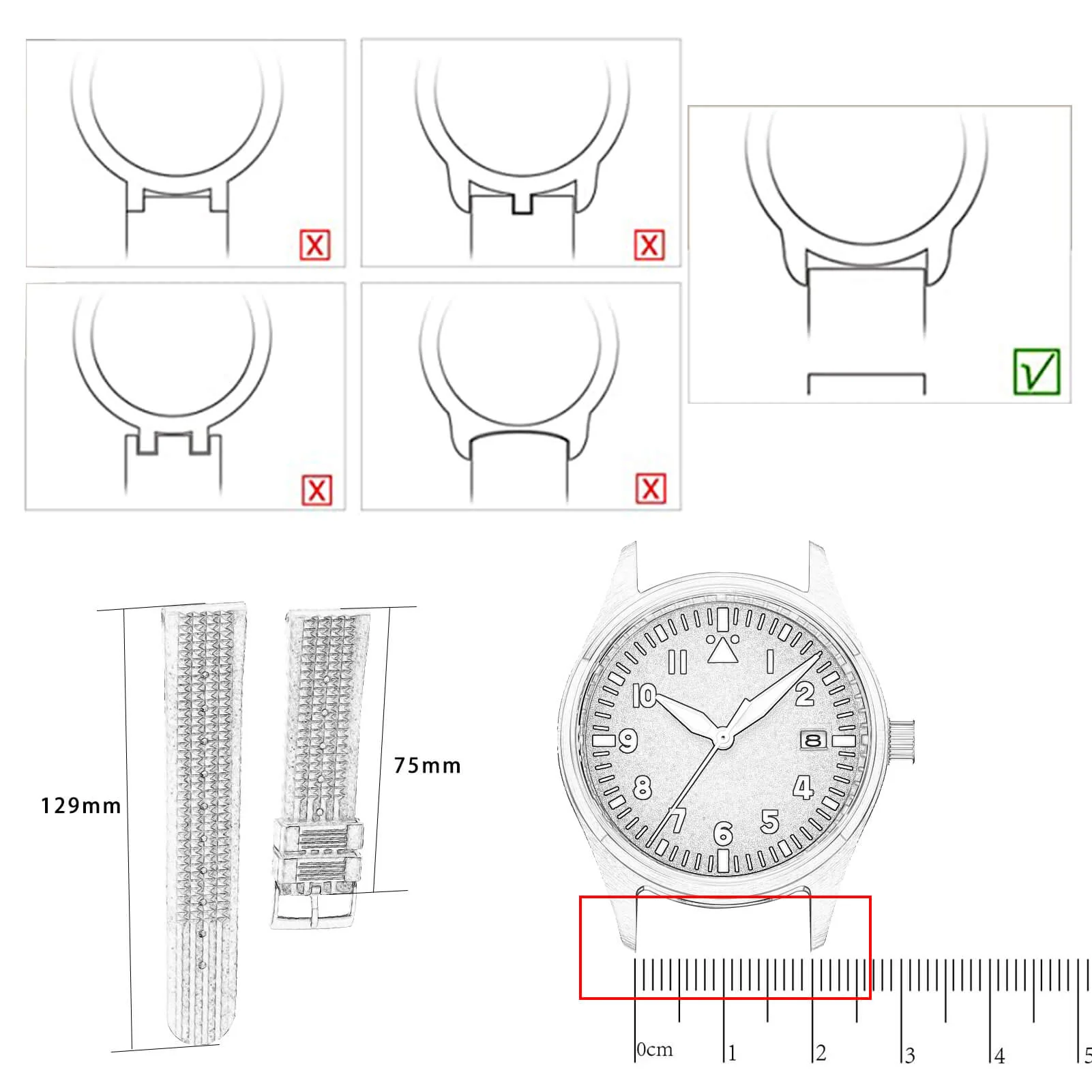 ADDIESDIVE Cinturino per Orologio da polso, Silicone, 20 mm, Colore: nero - Image 7