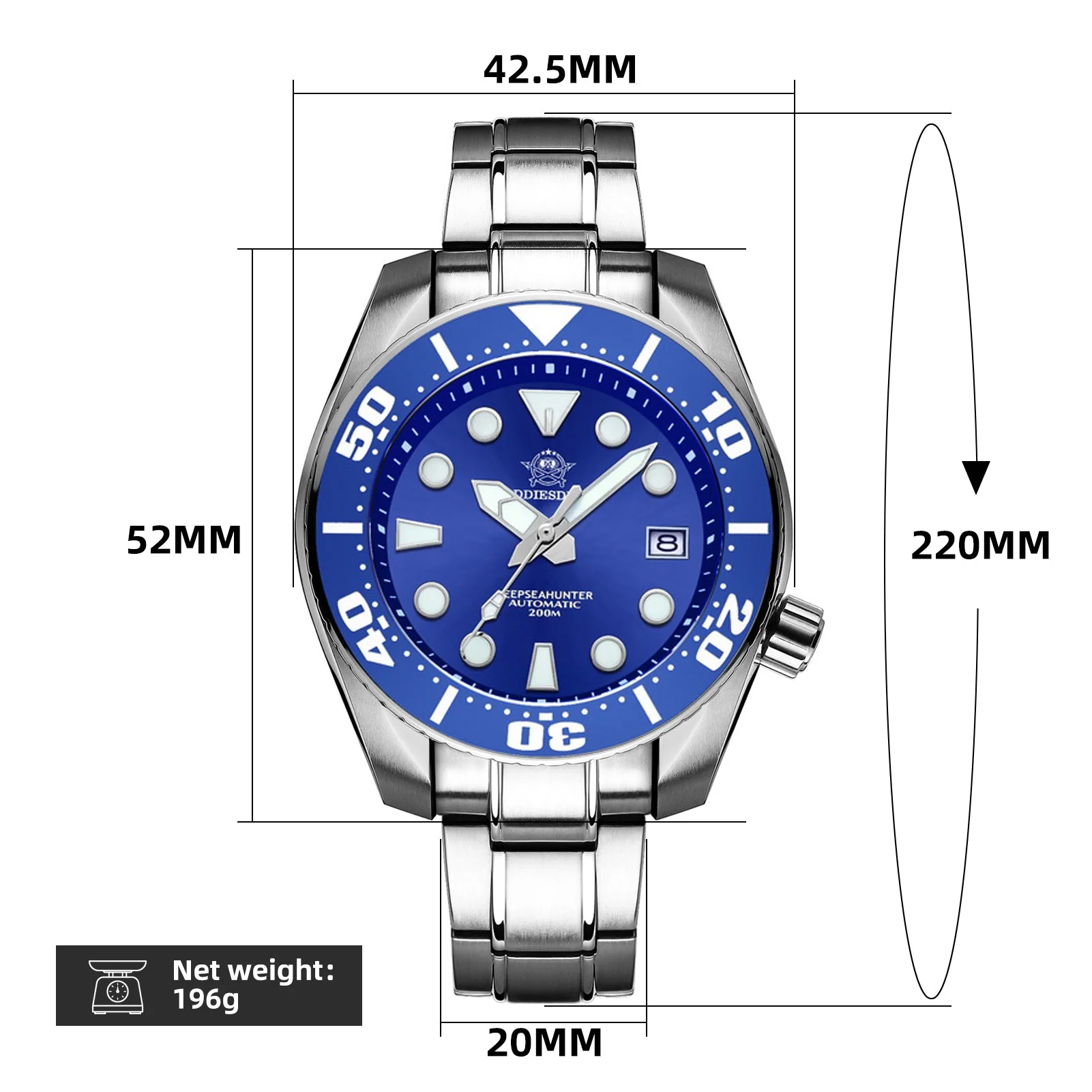 ADDIESDIVE Orologio subacqueo professionale da uomo 44,5 mm (MY-H10) - Image 8