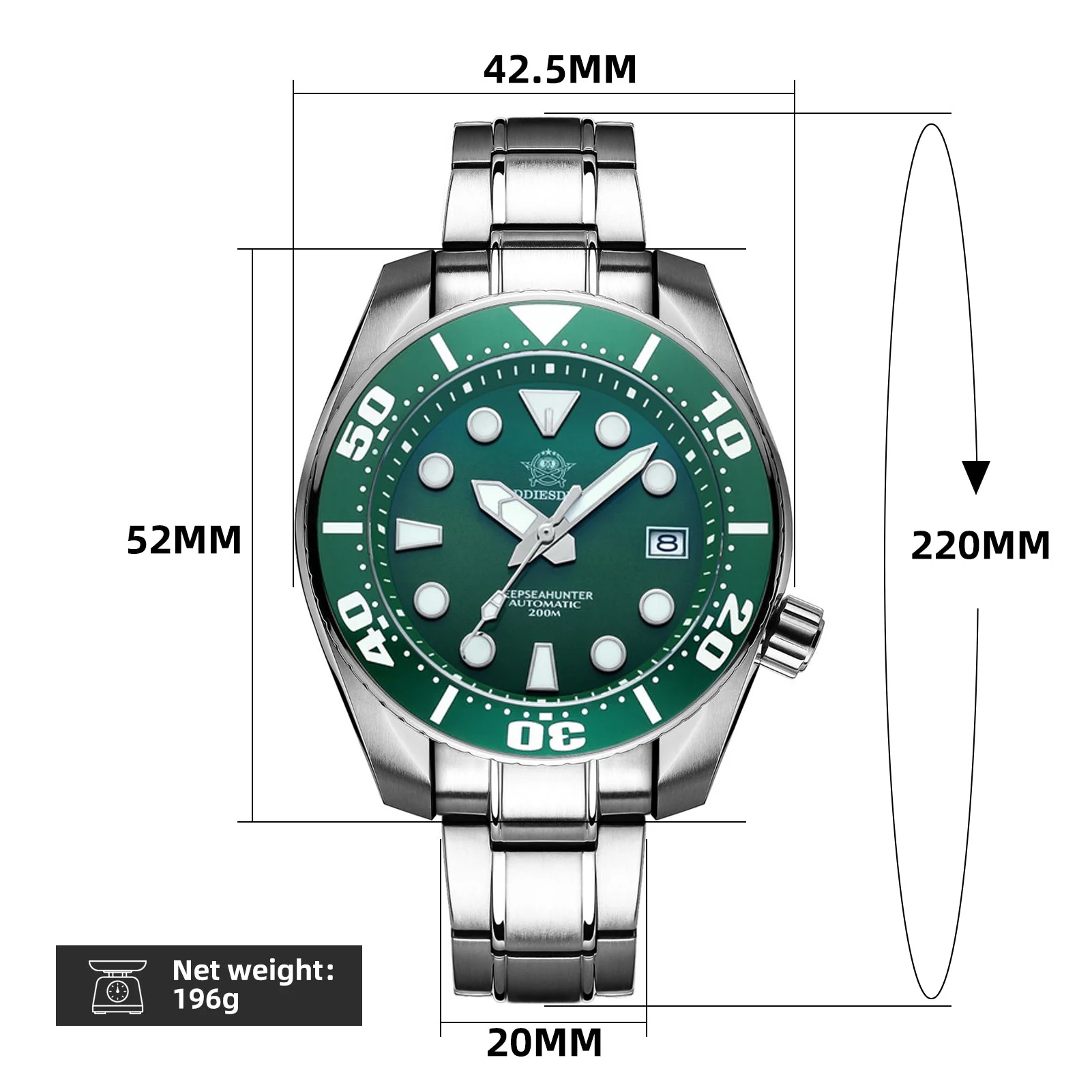 ADDIESDIVE Orologio subacqueo professionale da uomo 44,5 mm (MY-H10) - Image 9