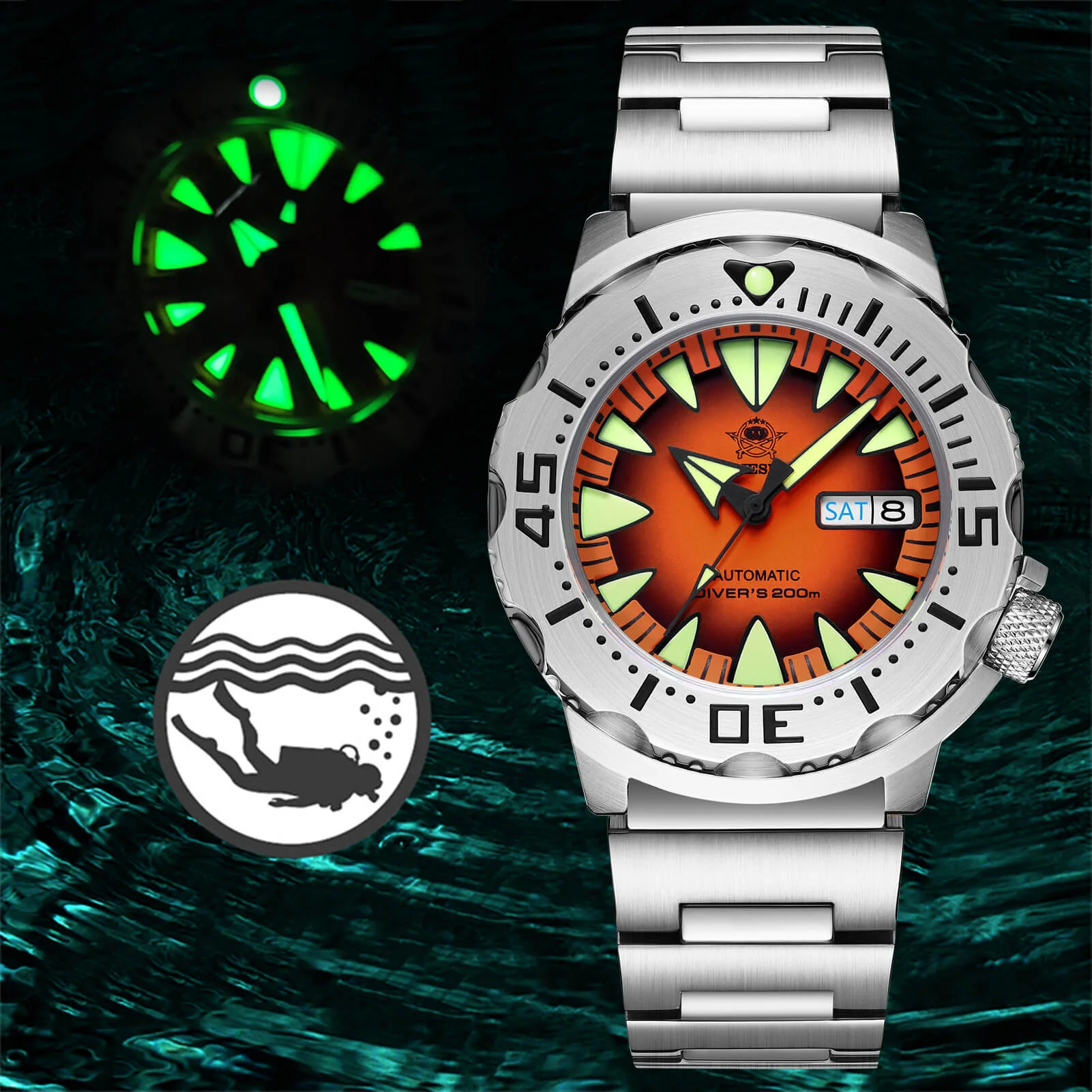 ★Saldi Anniversario★ADDIESDIVE Orologi Subacquei da Uomo Automatici AD2103 - Image 5