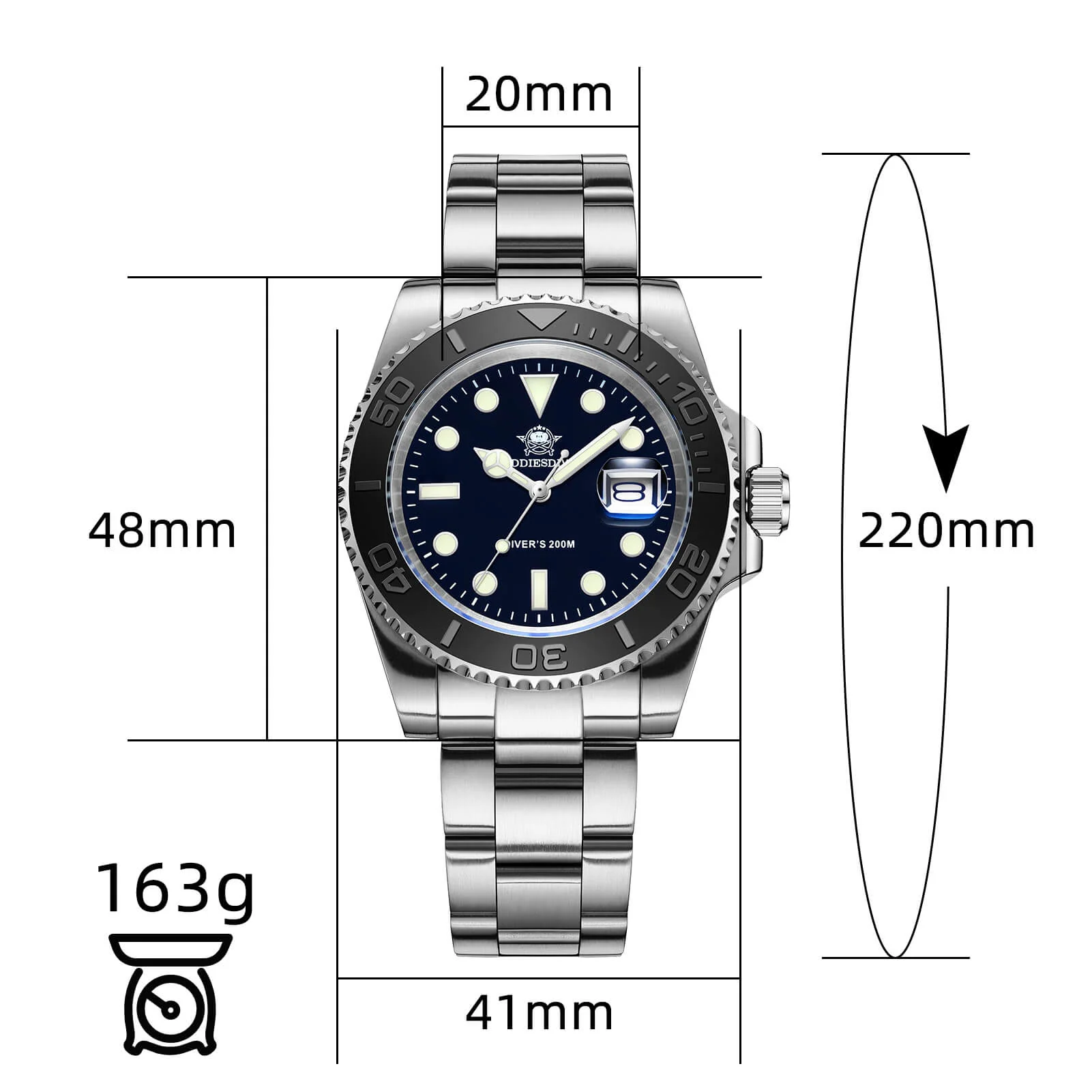 ★Speciali settimanali★Addiesdive Orologio al Quarzo 41mm Diver's 200M (MY-H3C) - Image 4
