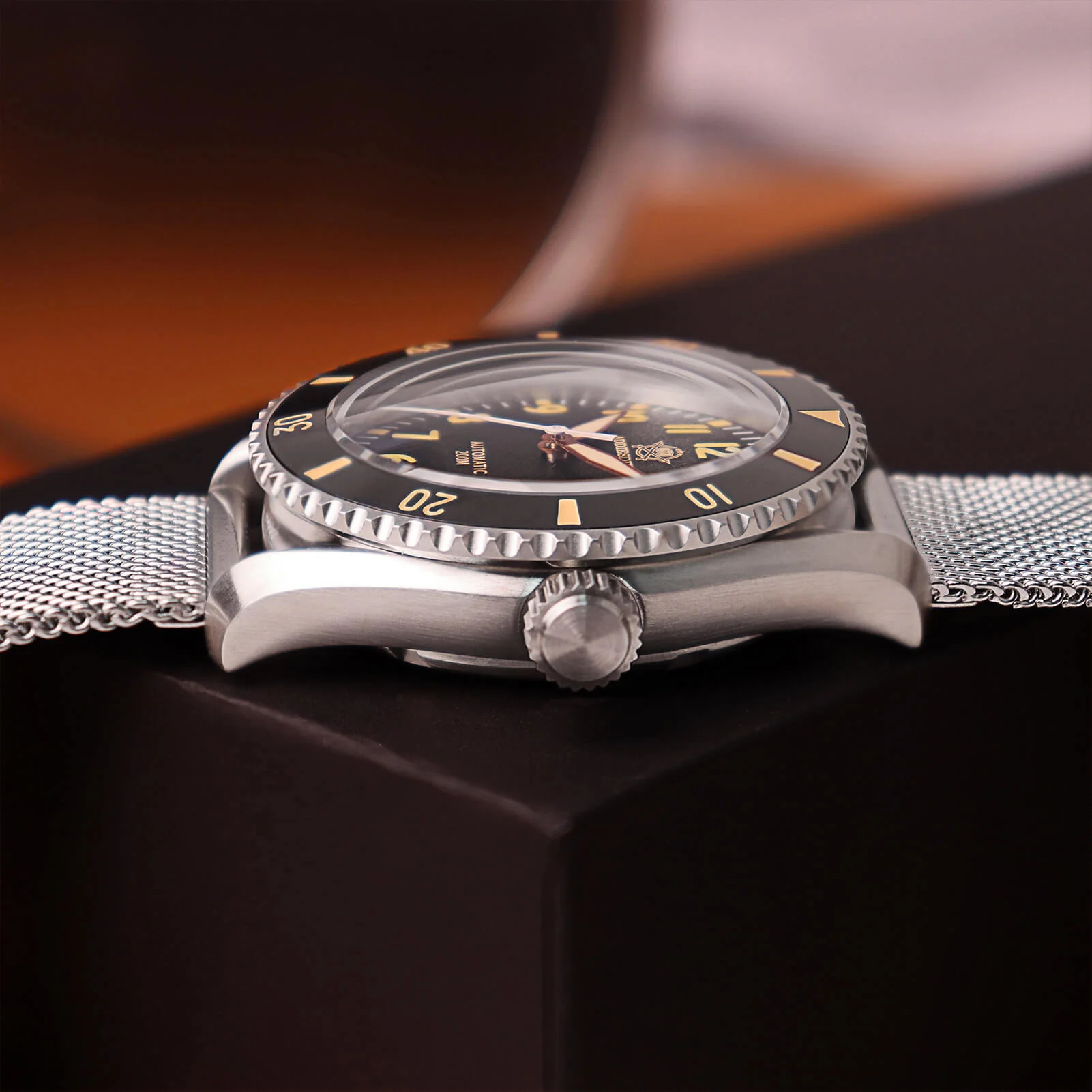 ADDIESDIVE Orologio Automatico da uomo con cinturino in maglia di acciaio inossidabile Diver 200M H9 - Image 4