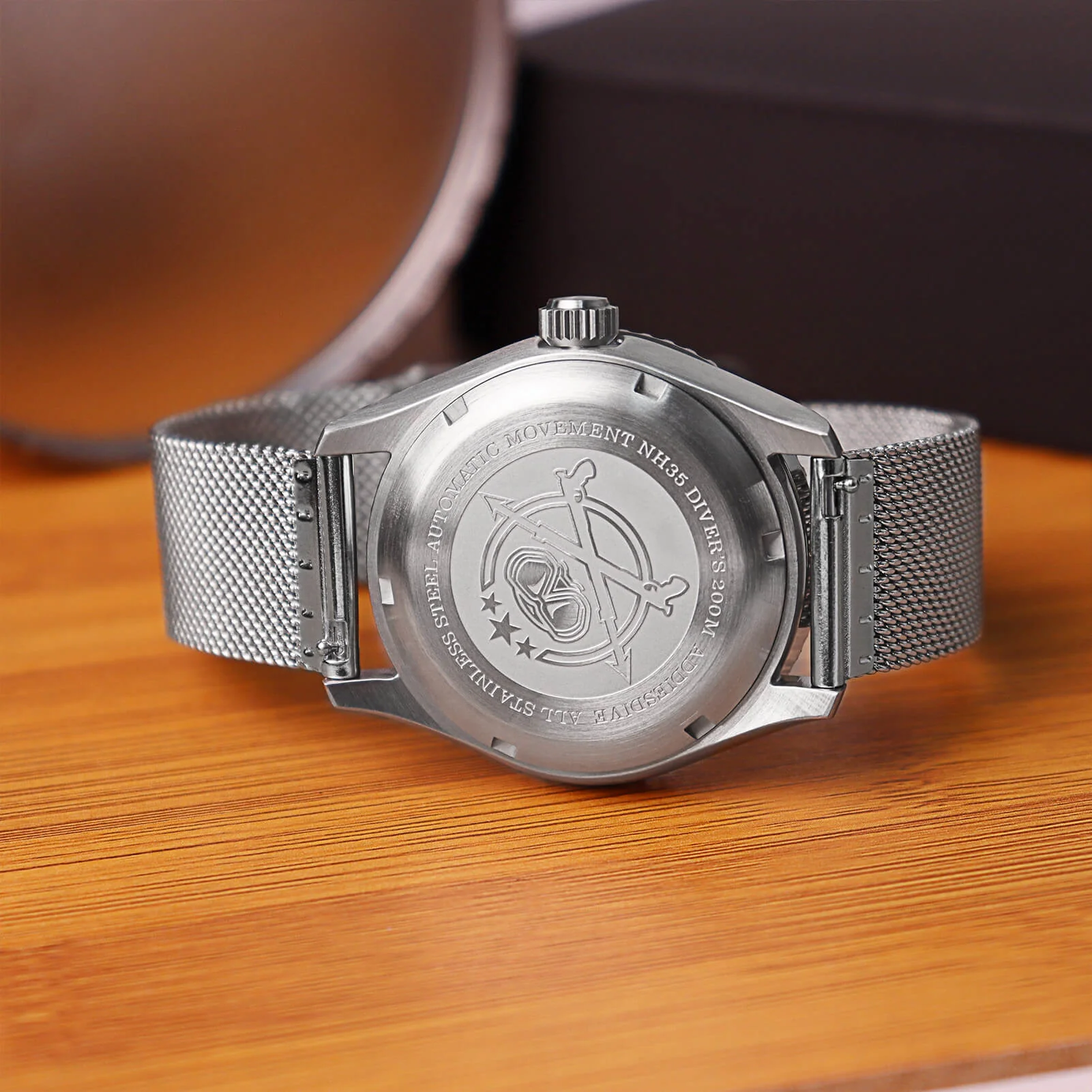 ADDIESDIVE Orologio Automatico da uomo con cinturino in maglia di acciaio inossidabile Diver 200M H9 - Image 7