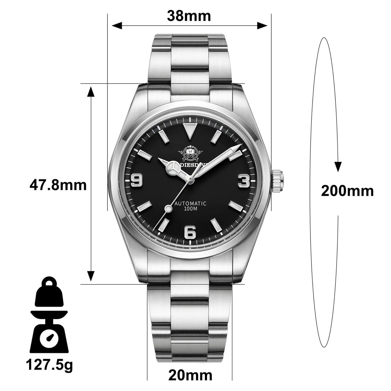 ADDIESDIVE 38mm Domed Crystal Explore Watch 100M (AD2112) - Image 5