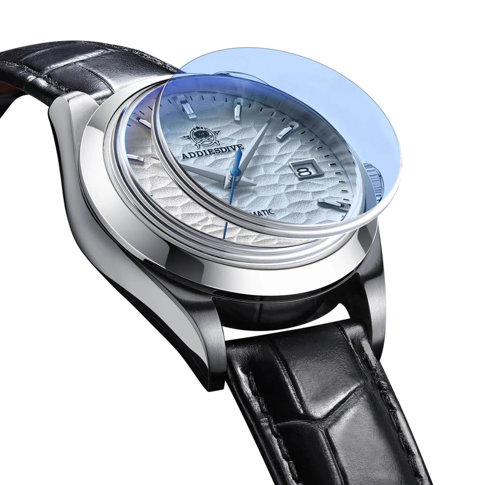 ADDIESDIVE automatico quadrante bianco con cinturino in pelle nera AD2118 - Image 4