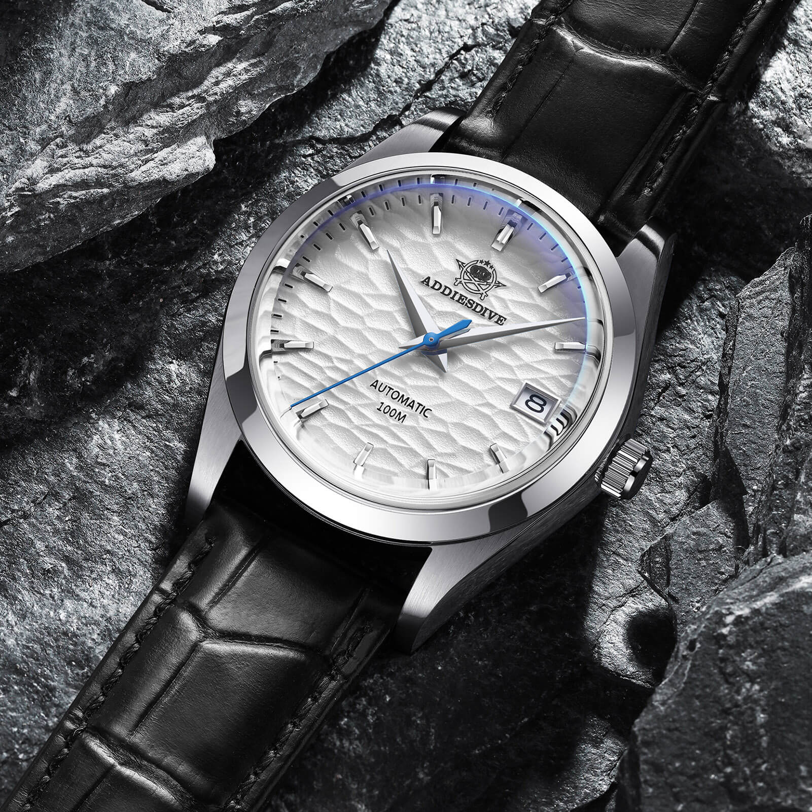 ADDIESDIVE automatico quadrante bianco con cinturino in pelle nera AD2118 - Image 5