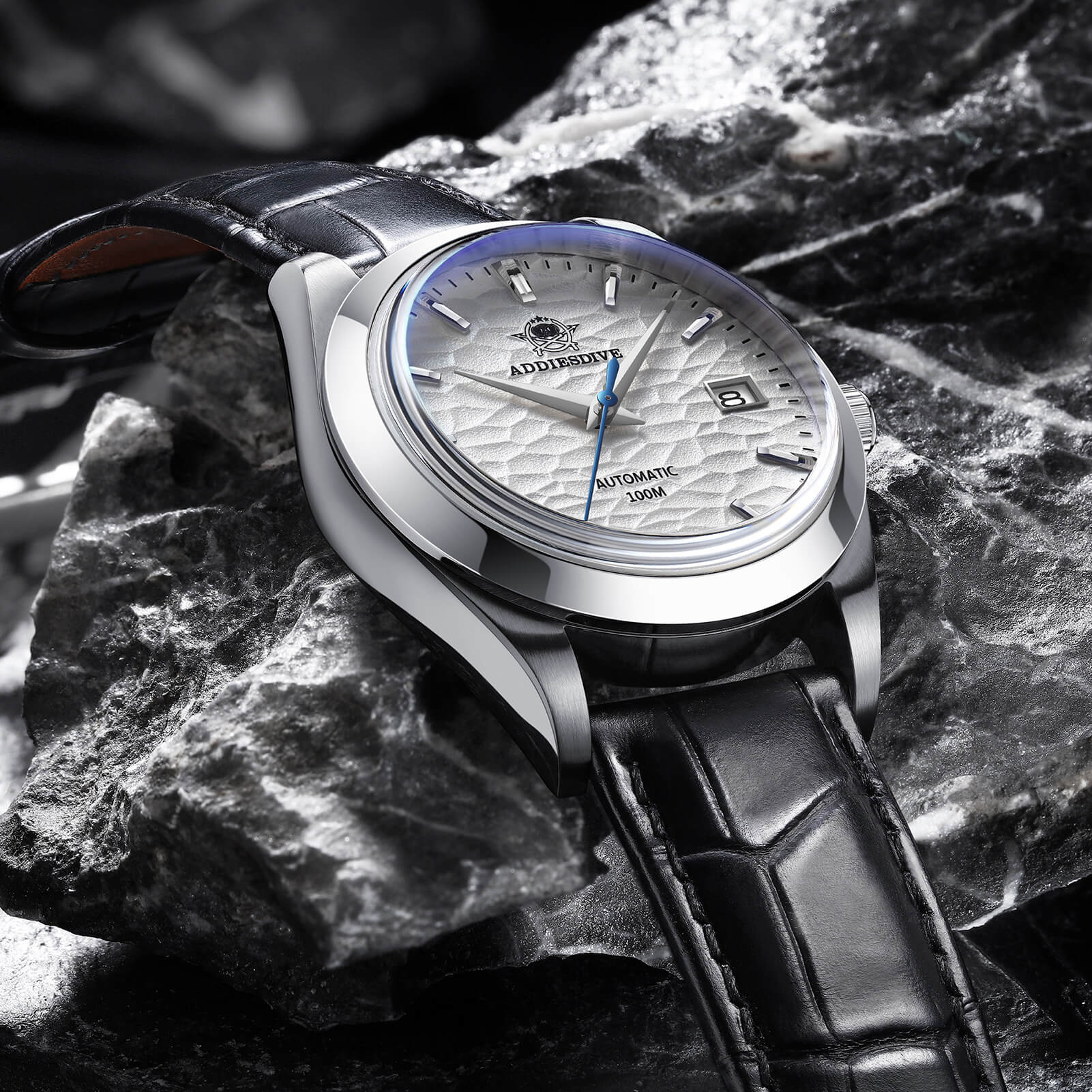 ADDIESDIVE automatico quadrante bianco con cinturino in pelle nera AD2118 - Image 6