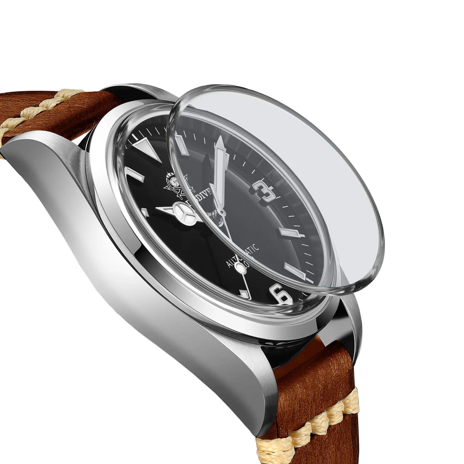 ADDIESDIVE Orologio Pilota Automatico 38mm 100M (AD2112-cinturino in pelle) - Image 8