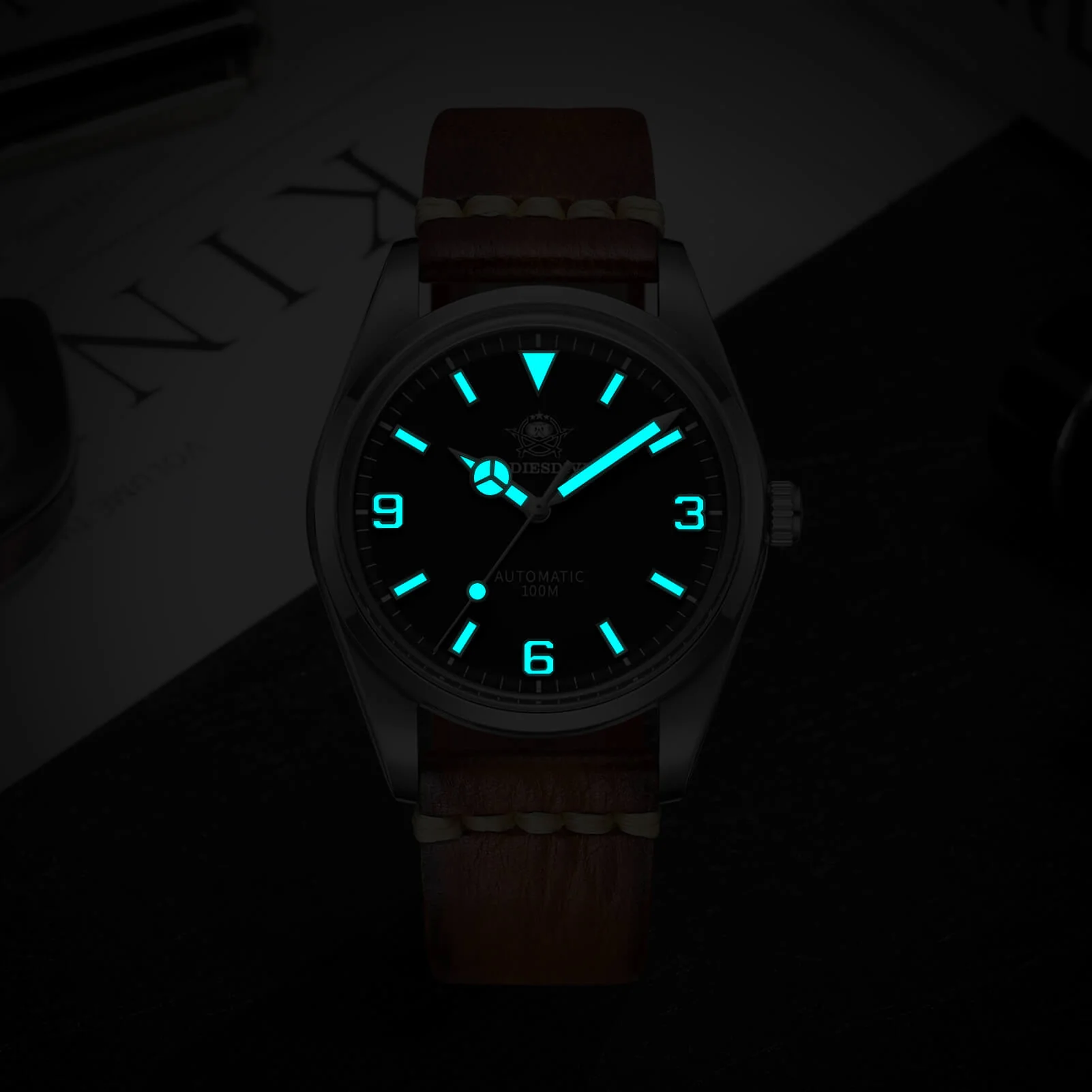 ADDIESDIVE Orologio Pilota Automatico 38mm 100M (AD2112-cinturino in pelle) - Image 9