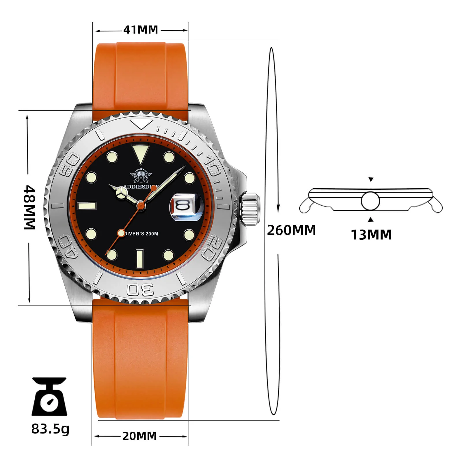 ★Saldi Anniversario★ADDIESDIVE Orologio Sportivo al Quarzo da 41 mm Impermeabile 200 m (AD2040) - Image 4