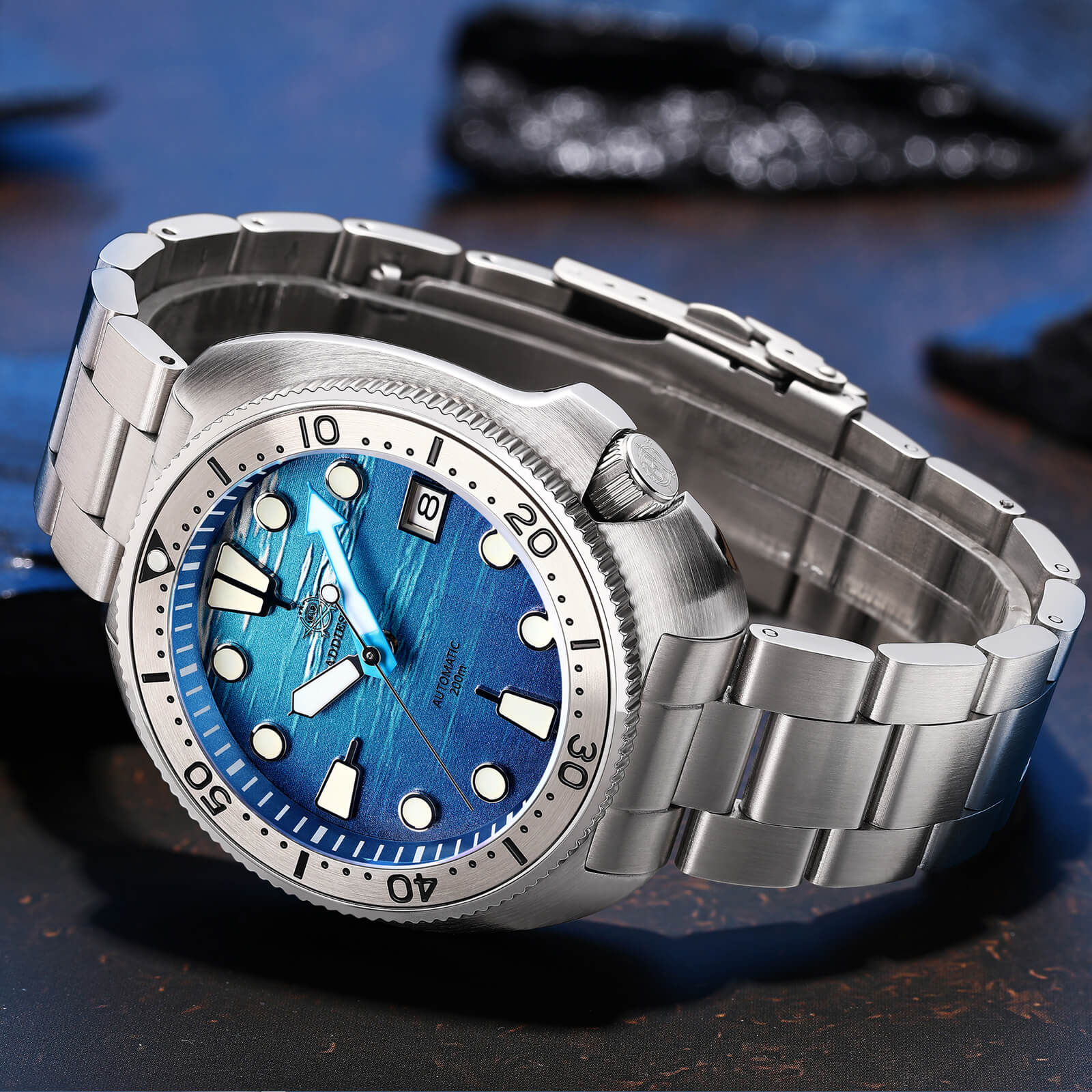 ADDIESDIVE Orologio subacqueo con quadrante 3D con tartaruga di mare profondo （AD2045） - Image 5