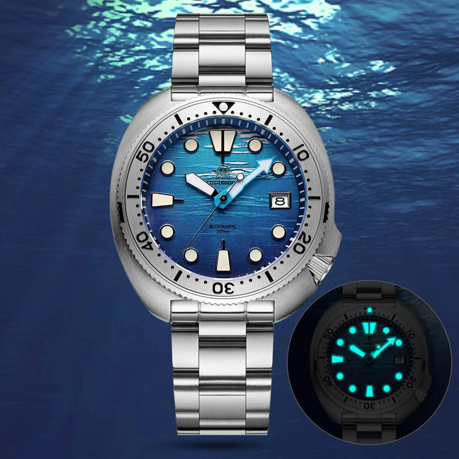 ADDIESDIVE Orologio subacqueo con quadrante 3D con tartaruga di mare profondo （AD2045） - Image 7