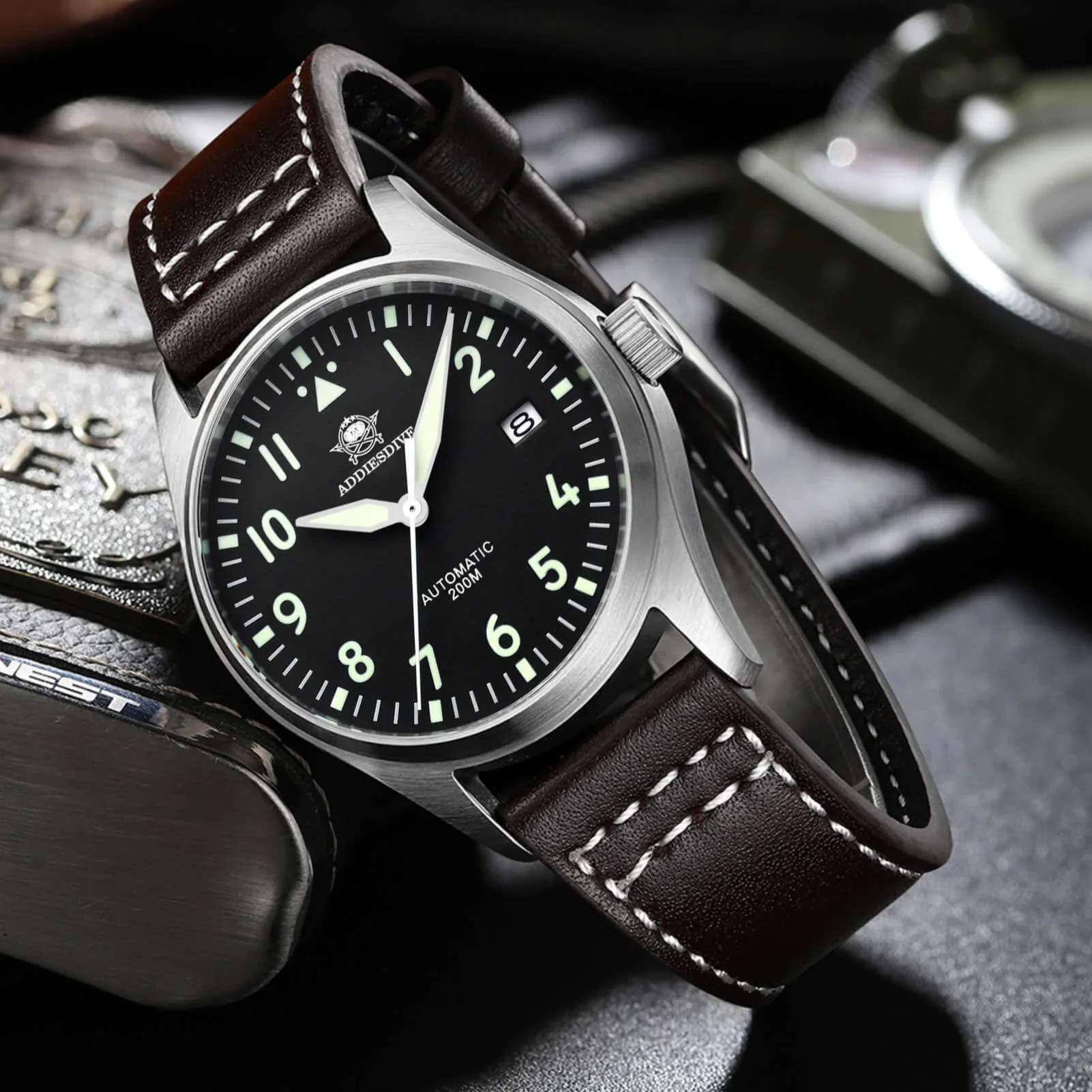 ADDIESDIVE® Pilot watch|movimento automatico NH35A Nastro in acciaio (MY-H2) - Image 10