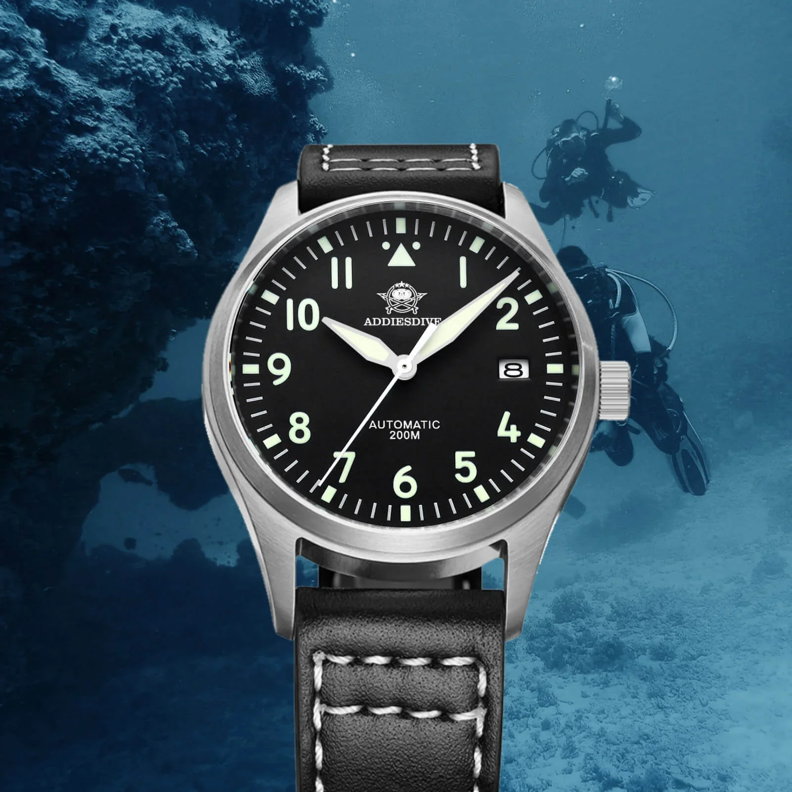 ADDIESDIVE® Pilot watch|movimento automatico NH35A Nastro in acciaio (MY-H2) - Image 11