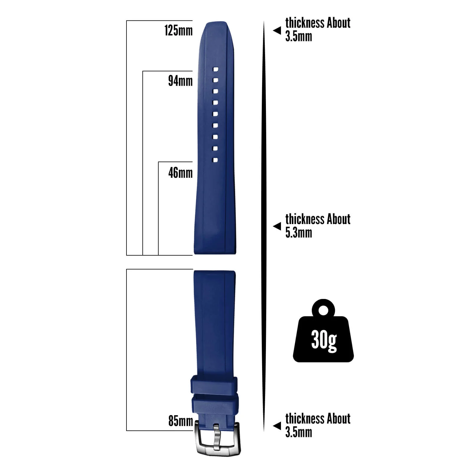 Generic Silicone Watch Strap For Men Dive Watches Quick Release Rubber Band，22mm - Image 7