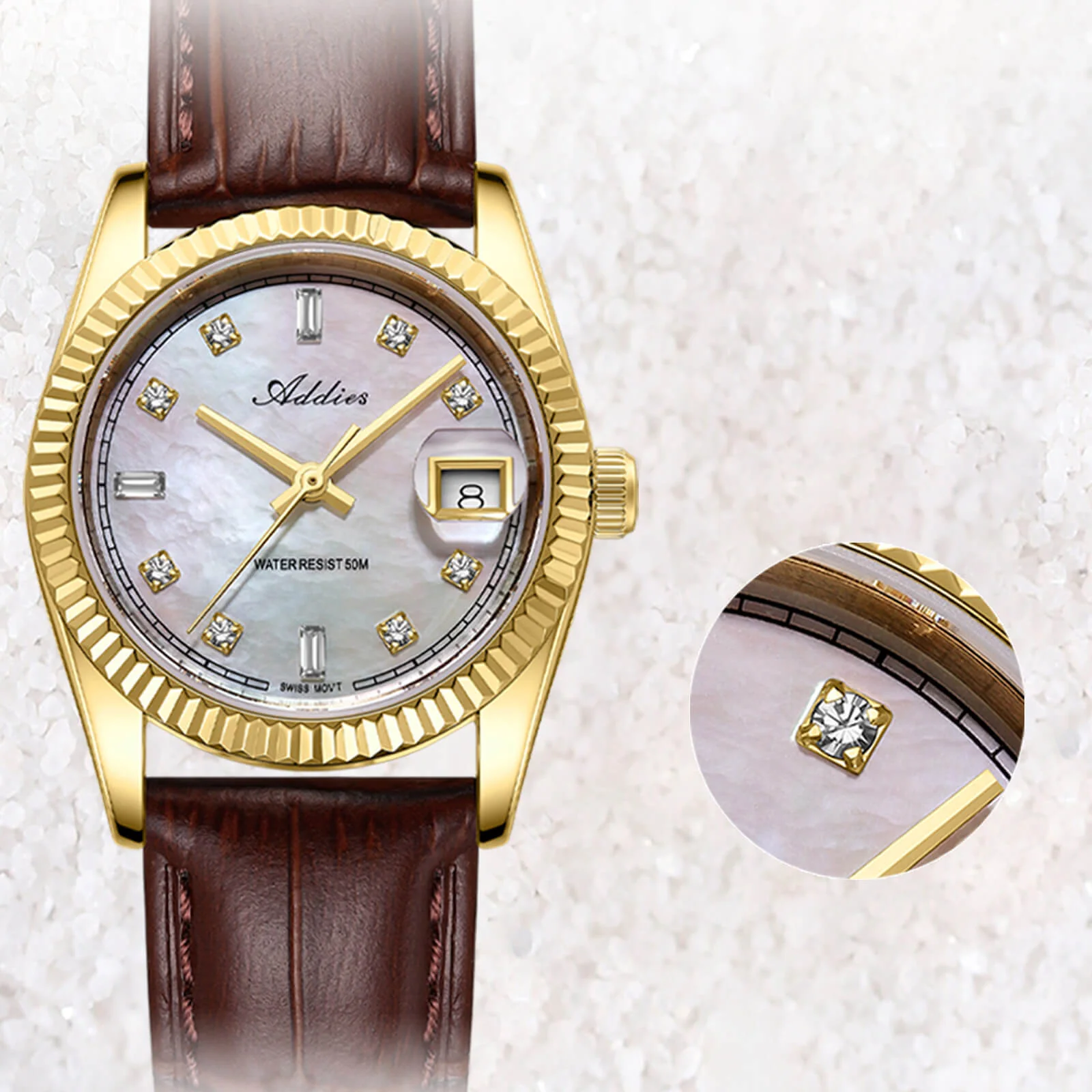 ★Nuovi Arrivi★Orologio da donna Addies da 28 mm con movimento al quarzo di lusso, modello AW25905 - Image 11
