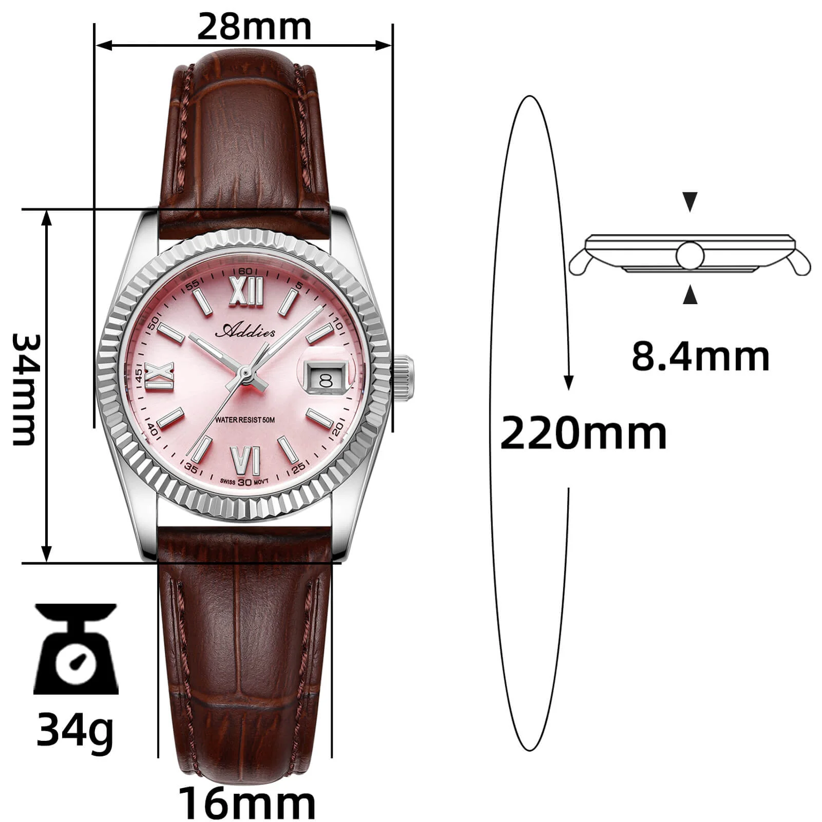 ★Nuovi Arrivi★Orologio da donna di lusso Addies da 28 mm con movimento al quarzo AW25901 - Image 5