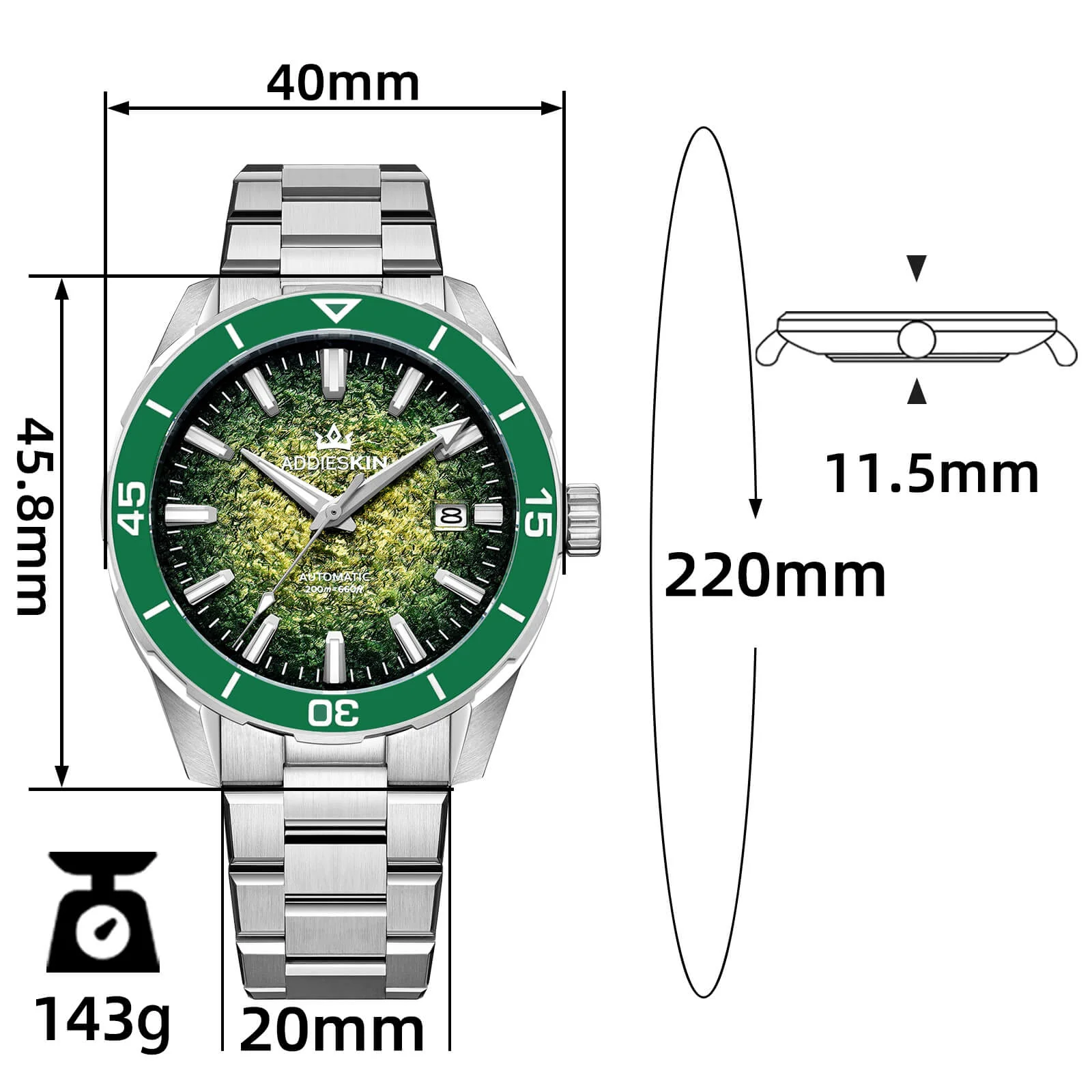 ★Saldi Anniversario★Orologio da uomo AddiesKIN di lusso da 40 mm con movimento Miyota 9015, modello K005 - Image 14