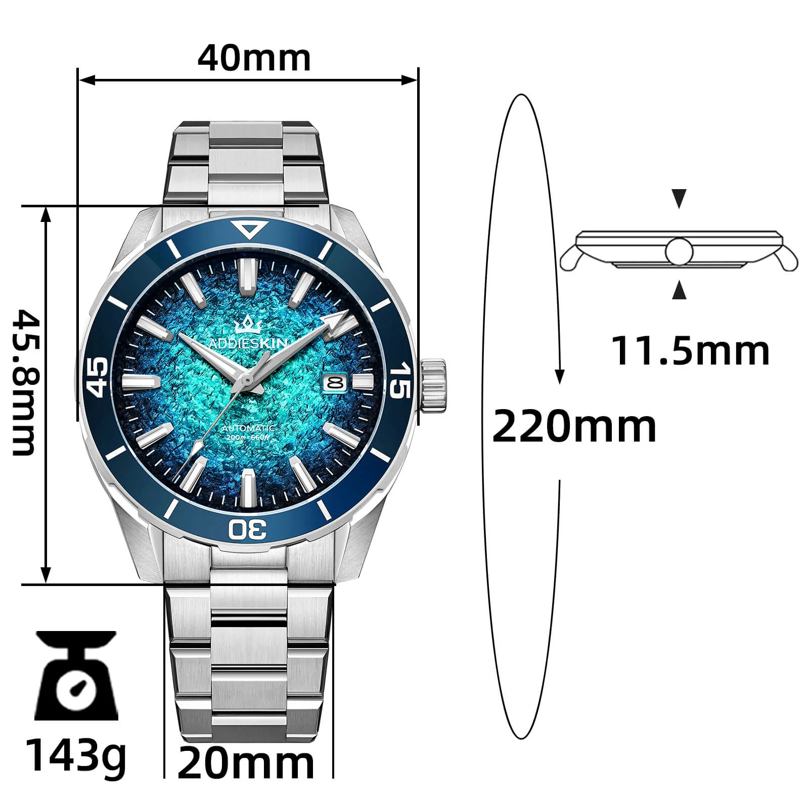 ★Saldi Anniversario★Orologio da uomo AddiesKIN di lusso da 40 mm con movimento Miyota 9015, modello K005 - Image 4