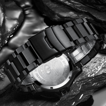 Quartz Sports Watch Men 24 Hours Luminous Black Stainless Steel - Image 5