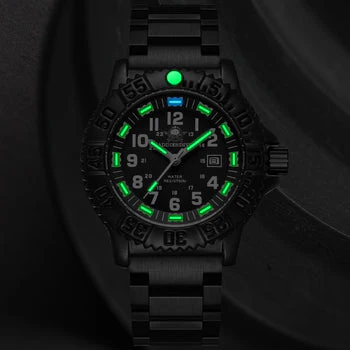 Quartz Sports Watch Men 24 Hours Luminous Black Stainless Steel - Image 6