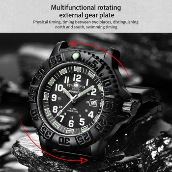 Quartz Sports Watch Men 24 Hours Luminous Black Stainless Steel - Image 9